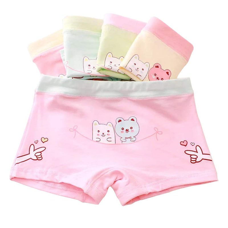 Core Pretty Cotton Girls Underwear - Soft Breathable Boy Shorts for Toddler Kids 6-8 Years, Cute Bear Print Undies & Underpants, Pack of 5 (6Y-8Y) - Image 1
